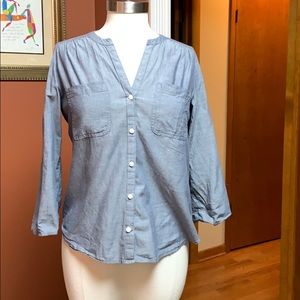 Loft button up blue blouse